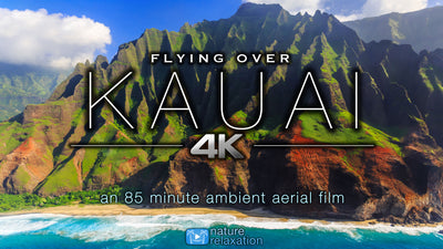 "Flying Over Kauai" Hawaii 1.5 HR Aerial Film in 4K UHD w/ Music