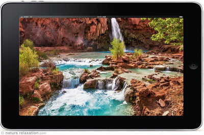 "Havasu Falls Flowing"1 HR Static Nature Video Scene HD