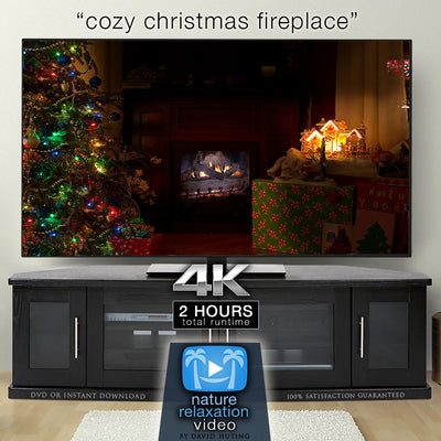 "Cozy Christmas Fireplace" 4K Static Video Scene 2 Hrs