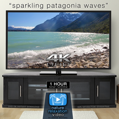 "Sparkling Patagonia Waves" 1HR Static Nature Relaxation Video 4K