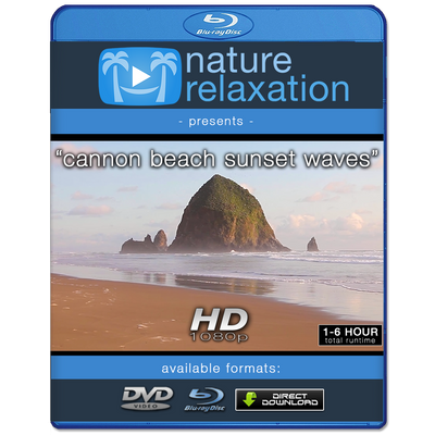"Cannon Beach Sunset Waves" 1 HR Static Nature Scene 1080p HD