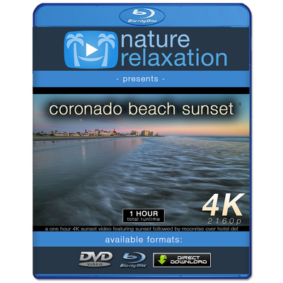 "Coronado Beach Sunset + Moonrise"1 HR 4K Nature Relaxation Video