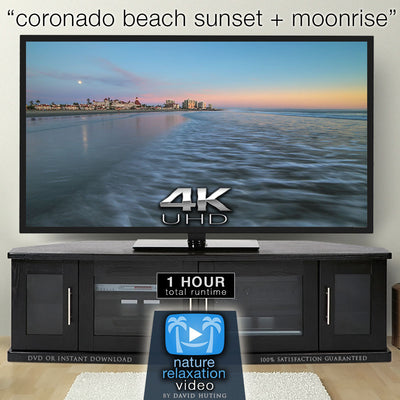 "Coronado Beach Sunset + Moonrise"1 HR 4K Nature Relaxation Video