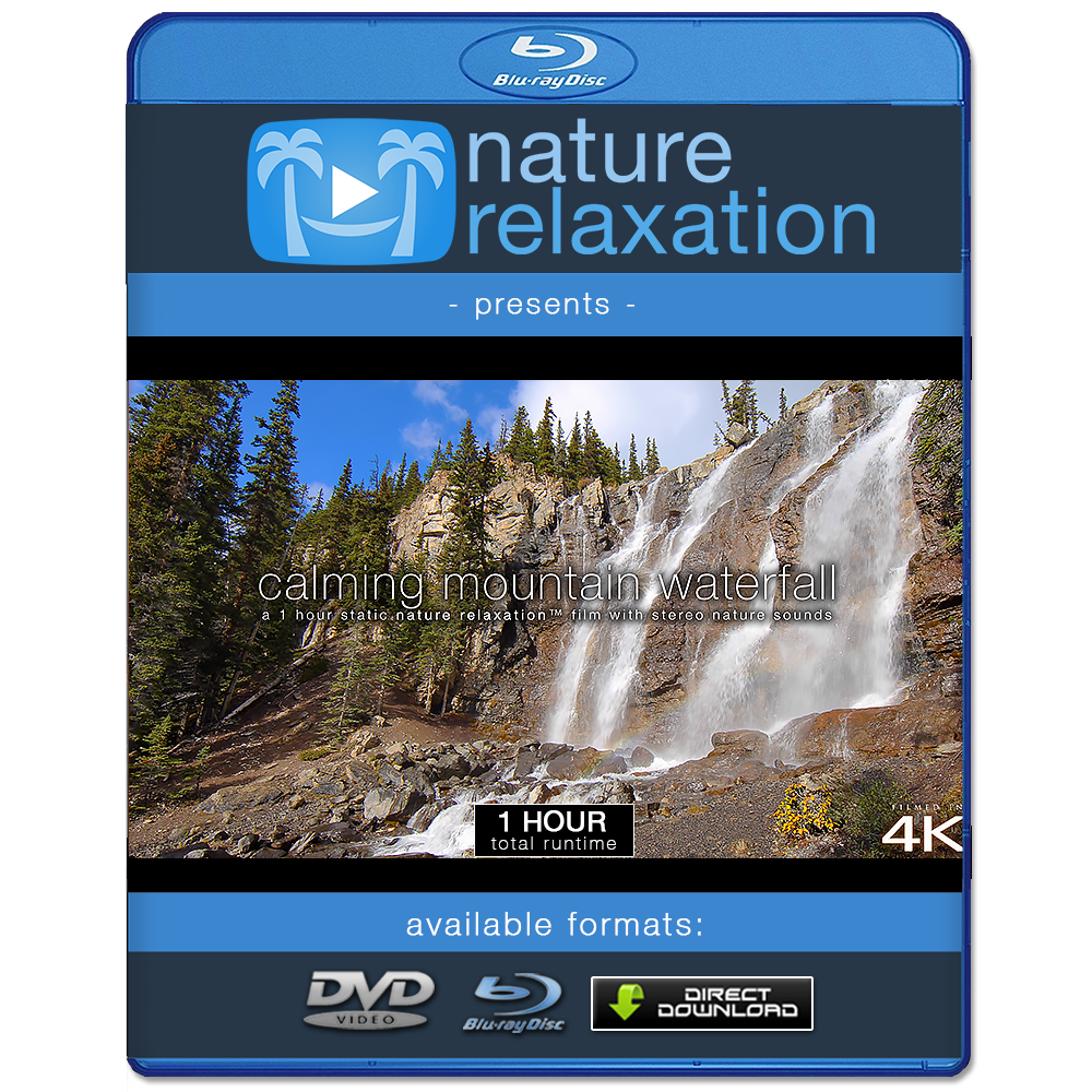 "Calming Mountain Waterfall" 1 Hr Static 4K Nature Relaxation Video