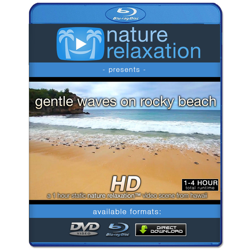 "Gentle Waves on Rocky Beach" 1 HR Static Nature Scene HD