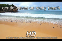 "Gentle Waves on Rocky Beach" 1 HR Static Nature Scene HD