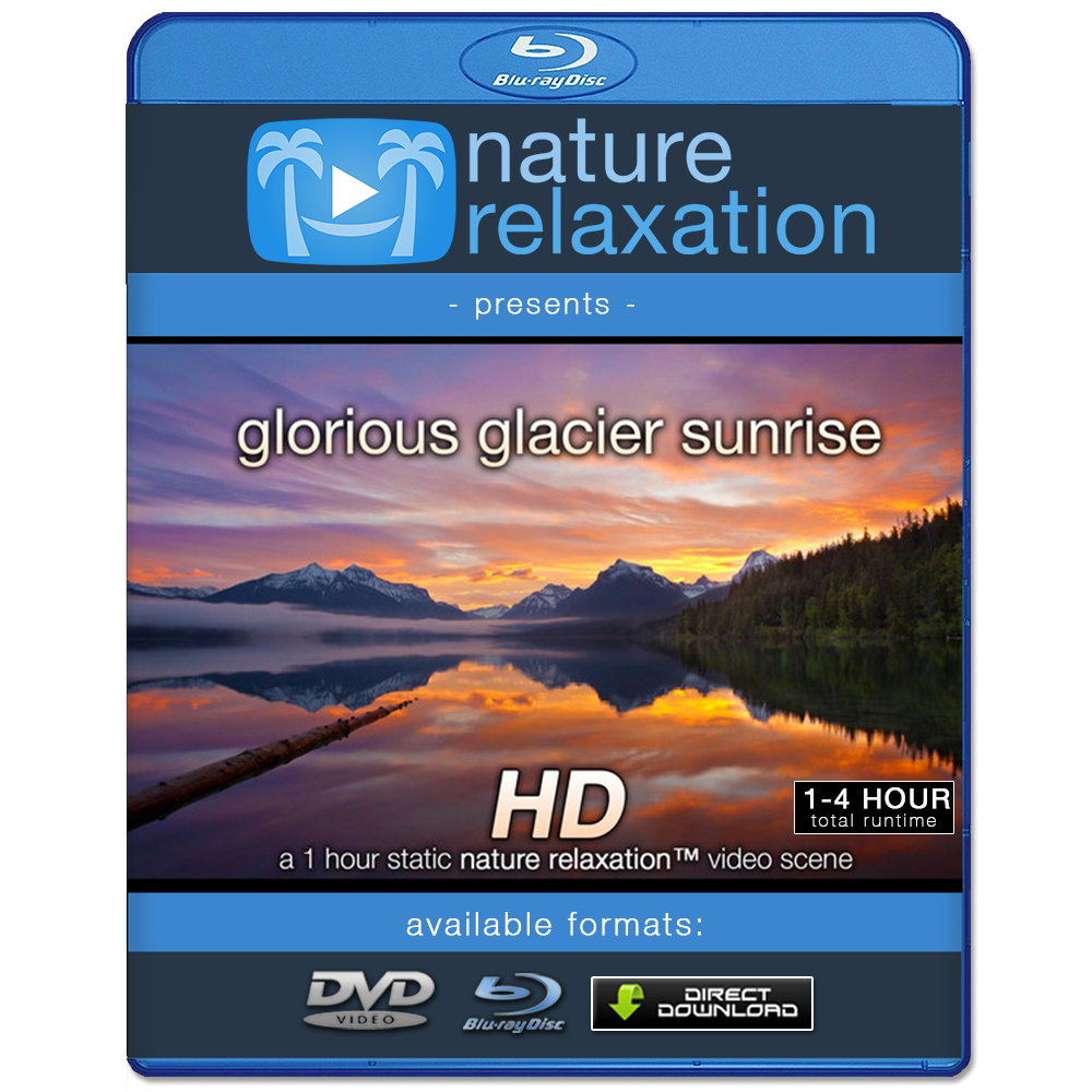 "Glorious Glacier Sunrise" 1 HR Static Nature Video  HD 1080p