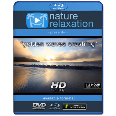 "Golden Waves Crashing at Sunset" Looping Nature Relaxation Video Screensaver HD 1080p