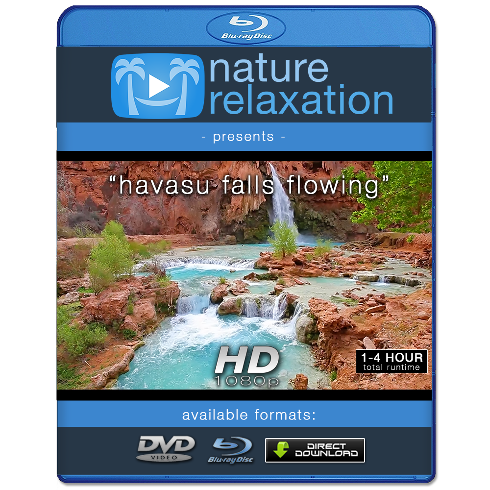 "Havasu Falls Flowing"1 HR Static Nature Video Scene HD