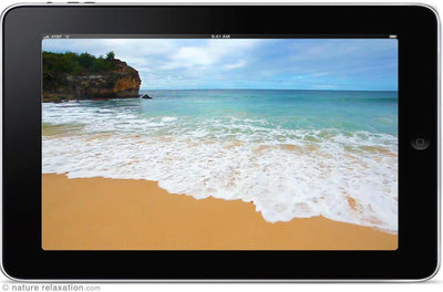 "Gentle Waves on Rocky Beach" 1 HR Static Nature Scene HD