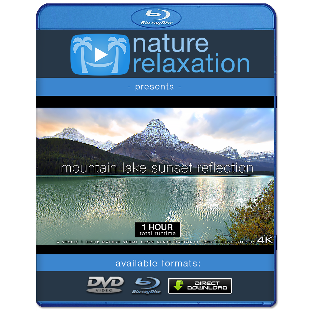 "Mountain Lake Sunset Reflection" 1 HR Static 4K Nature Relaxation Video