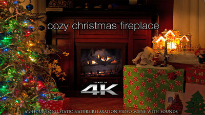 "Cozy Christmas Fireplace" 4K Static Video Scene 2 Hrs