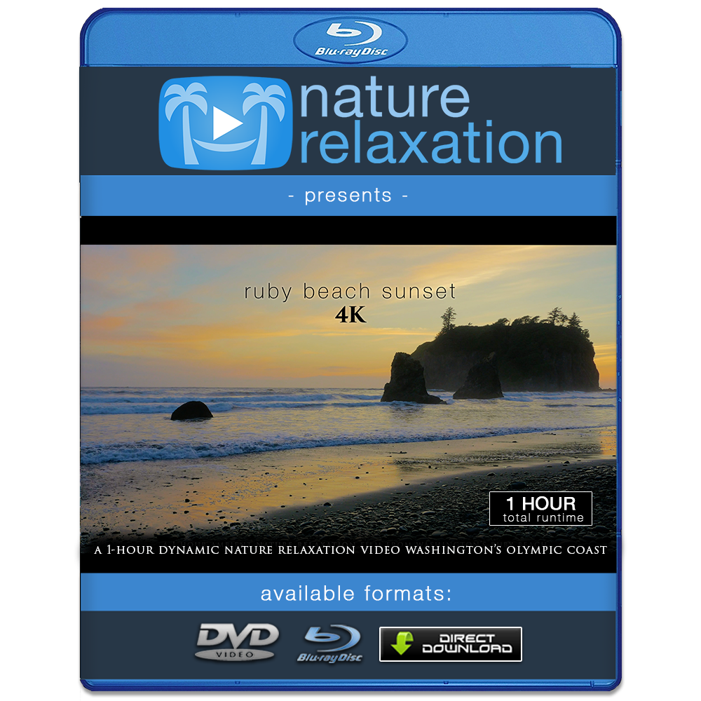 "Ruby Beach Sunset in 4K" 1 HR Real-Time Dynamic Nature Film