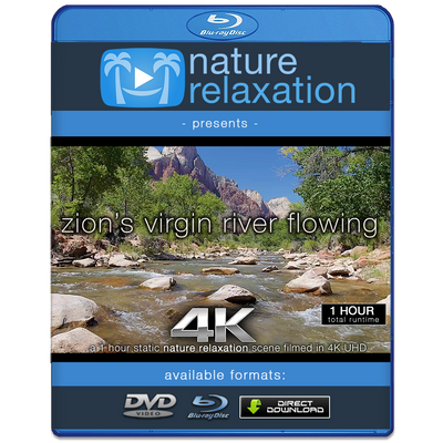 "Zion's Virgin River Flowing" 1 HR  Static Nature Video 4K