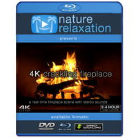 "4K Crackling Fireplace" Static Video Scene - 2 or 4 Hours