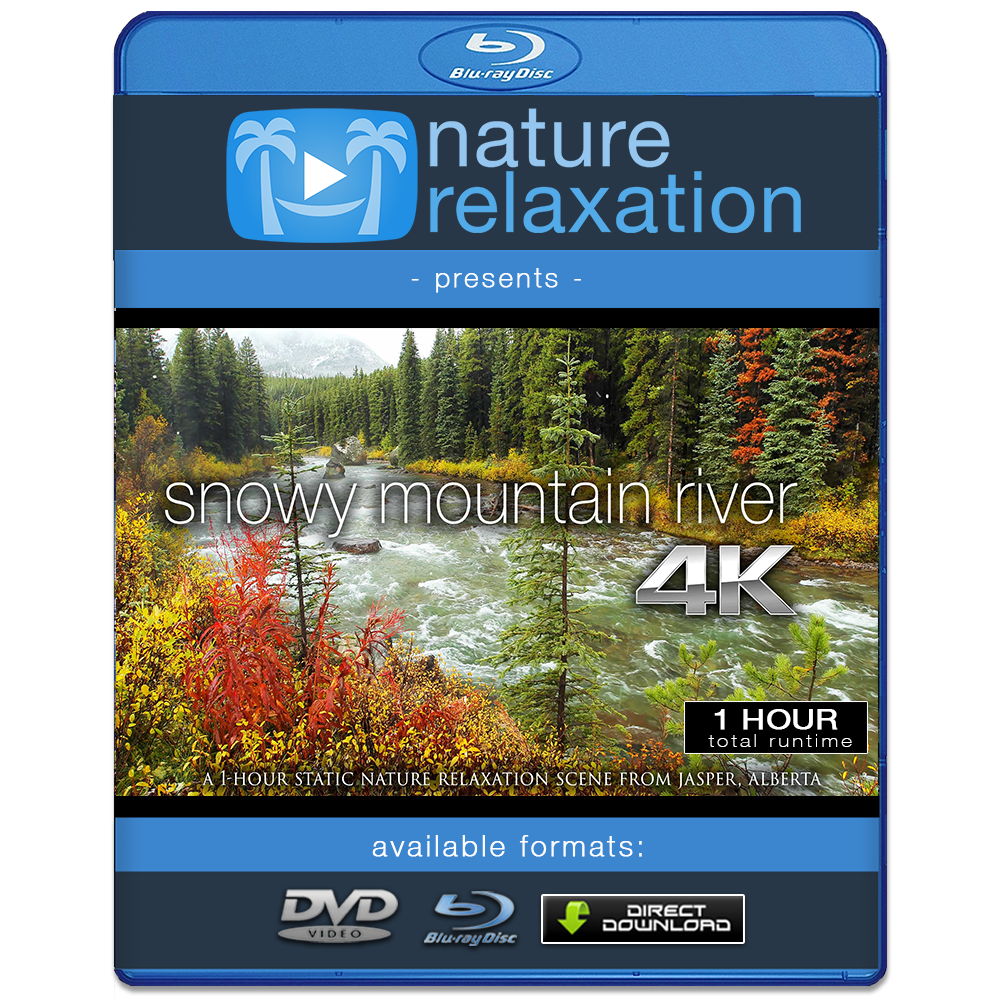 "Snowy Mountain River" Static Nature Video Scene 4K UHD