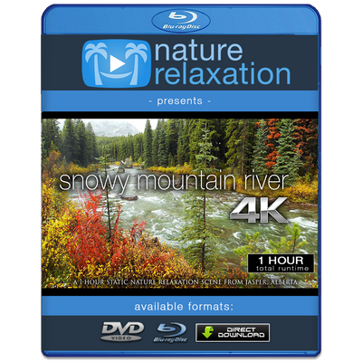 "Snowy Mountain River" Static Nature Video Scene 4K UHD