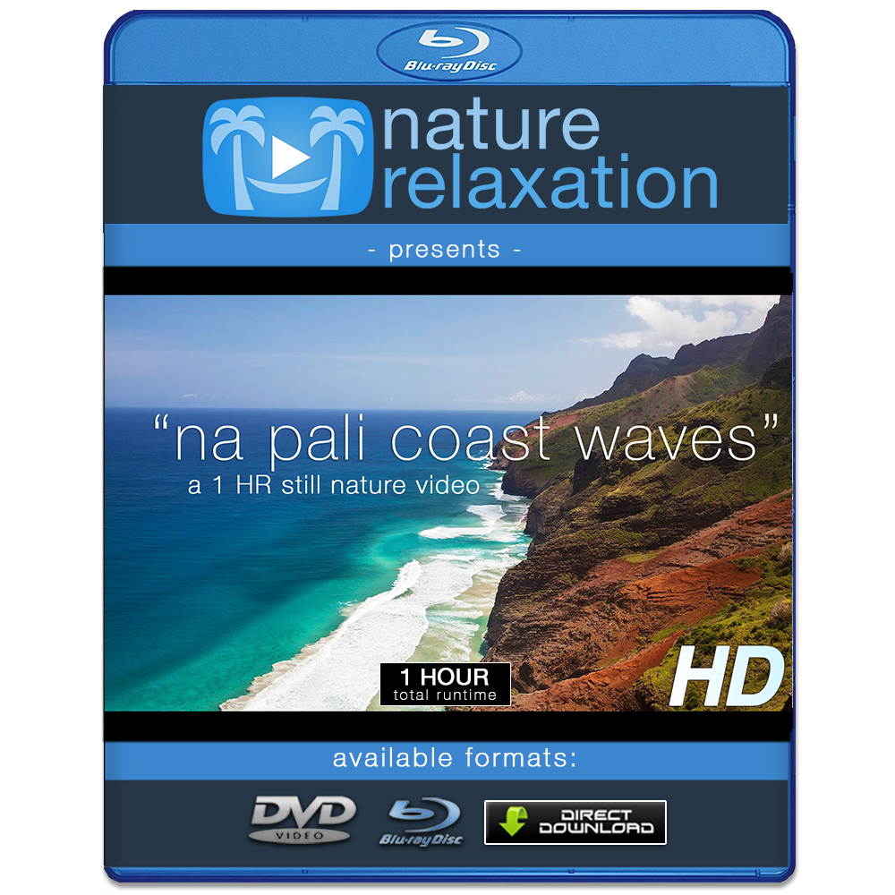 "NaPali Coast Waves" Kauai 1 HR Still Nature Relaxation Video 1080p HD