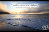 "Golden Waves Crashing at Sunset" Looping Nature Relaxation Video Screensaver HD 1080p