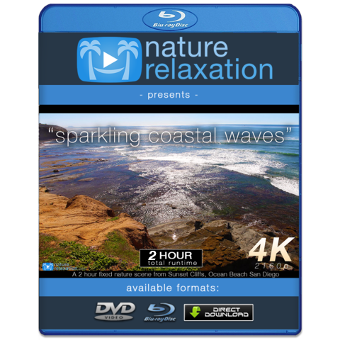 "Sparkling Coastal Waves" 2 Hour 4K Static Scene Nature Relaxation Video