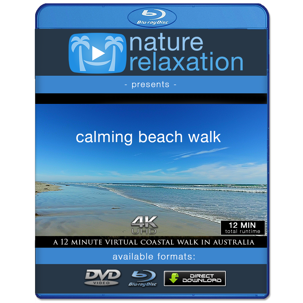 "Calming Beach Walk" 12 Min Virtual Walk Video + Music in 4K