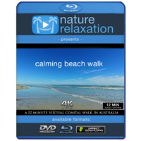 "Calming Beach Walk" 12 Min Virtual Walk Video + Music in 4K