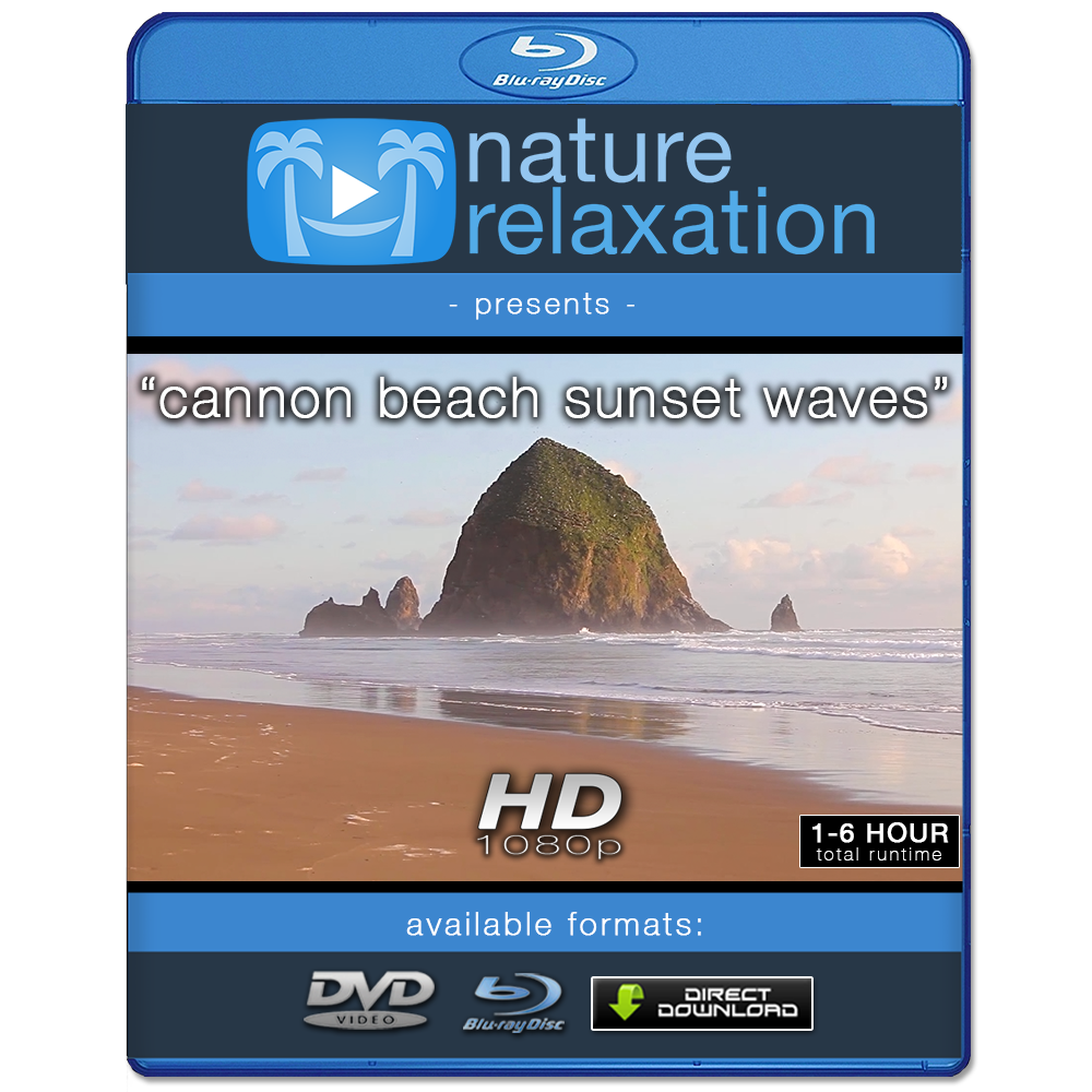 "Cannon Beach Sunset Waves" 1 HR Static Nature Scene 1080p HD