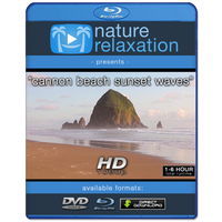 "Cannon Beach Sunset Waves" 1 HR Static Nature Scene 1080p HD
