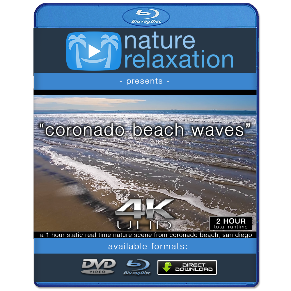 "Coronado Beach Waves" Two 1 HR Static Nature Relaxation Videos