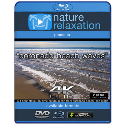 "Coronado Beach Waves" Two 1 HR Static Nature Relaxation Videos