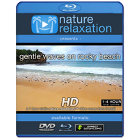 "Gentle Waves on Rocky Beach" 1 HR Static Nature Scene HD