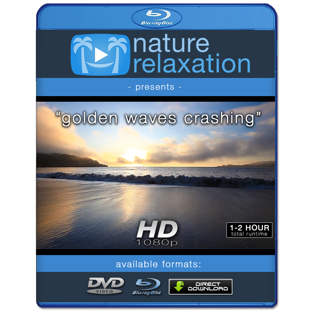 "Golden Waves Crashing at Sunset" Looping Nature Relaxation Video Screensaver HD 1080p