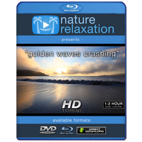 "Golden Waves Crashing at Sunset" Looping Nature Relaxation Video Screensaver HD 1080p