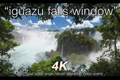 "Iguazu Falls Window" 1 Hr Static 4K Nature Relaxation Video