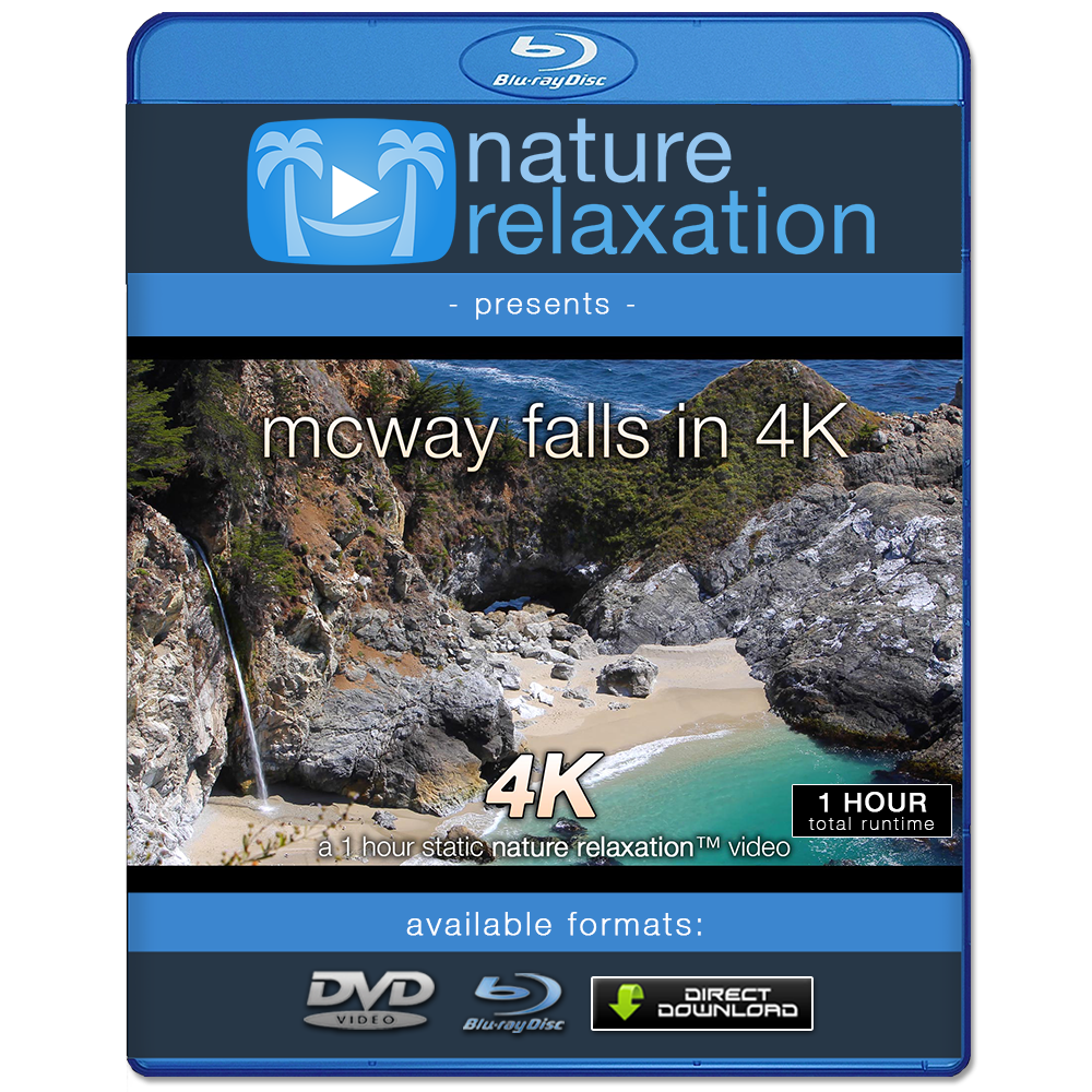 "McWay Falls in 4K" Big Sur 1 HR Static Nature Scene + Sounds