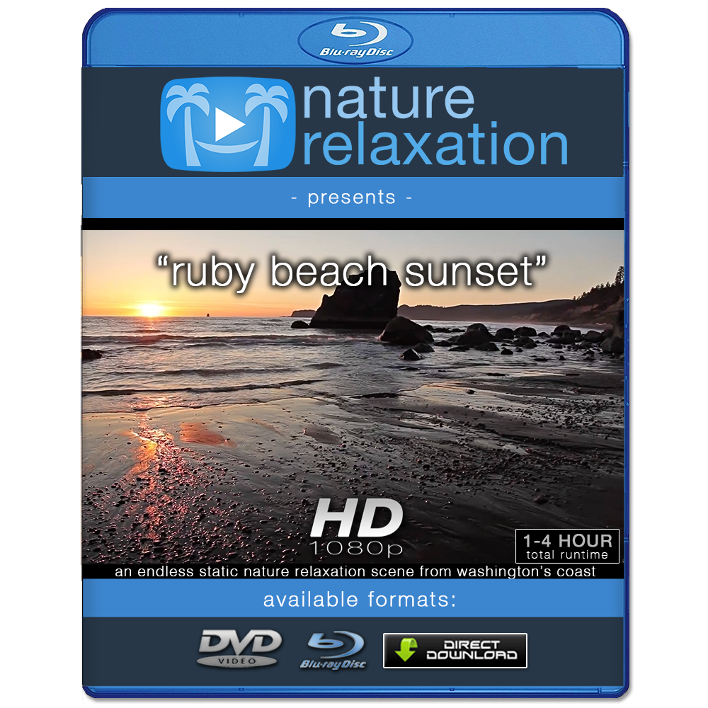 "Ruby Beach Sunset" Looping Nature Relaxation Video Screensaver HD 1080p
